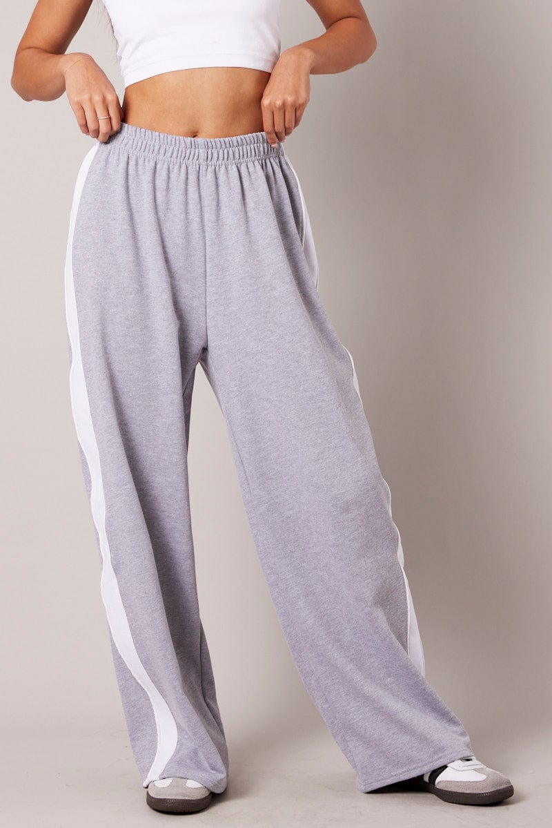 Grey Track Pants Wide Leg Pants
