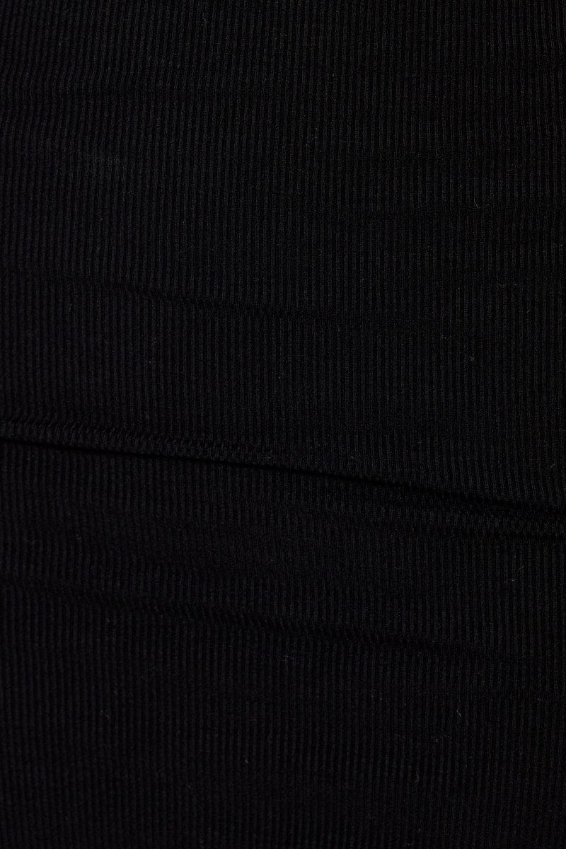 Black High Waist Side Ruched Bodycon Skirt