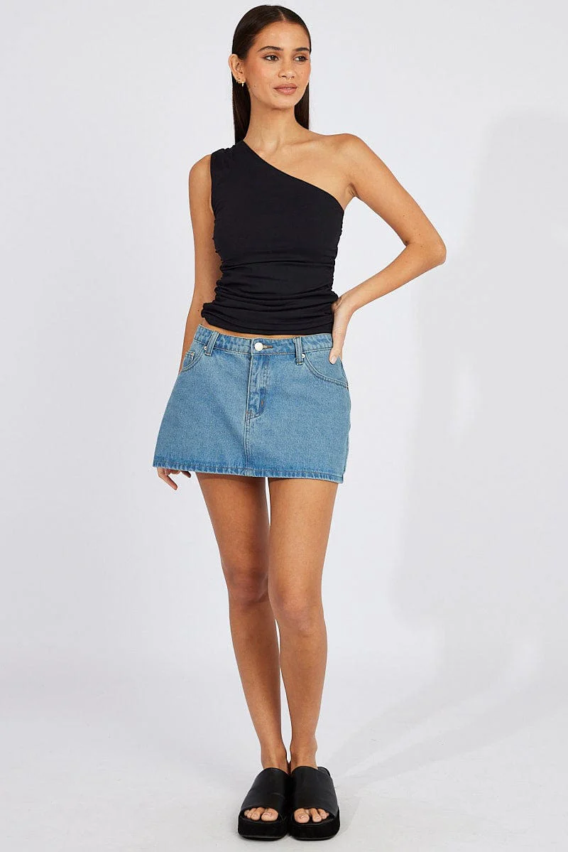 Black Supersoft Top One Shoulder