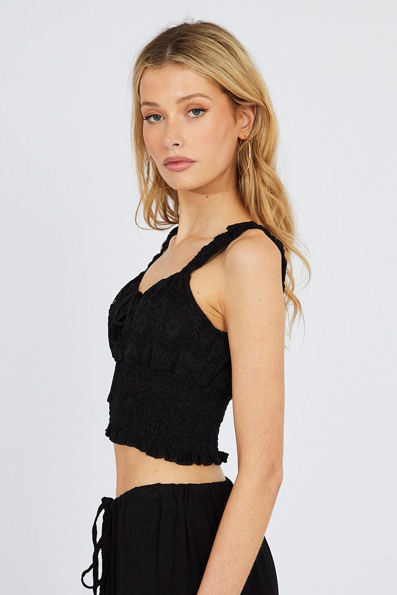 Black Lace Top Crop Sleeveless