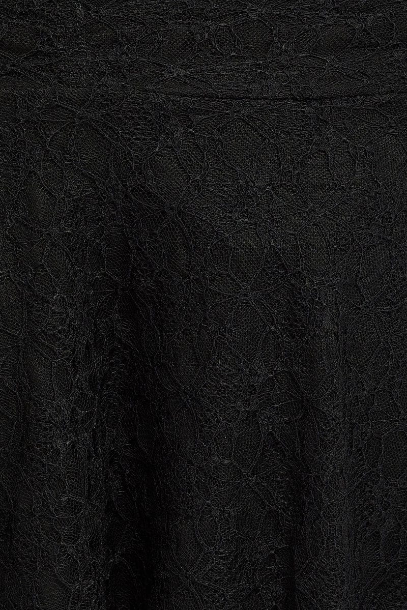 Black Mini Skirt Asymmetric Lace