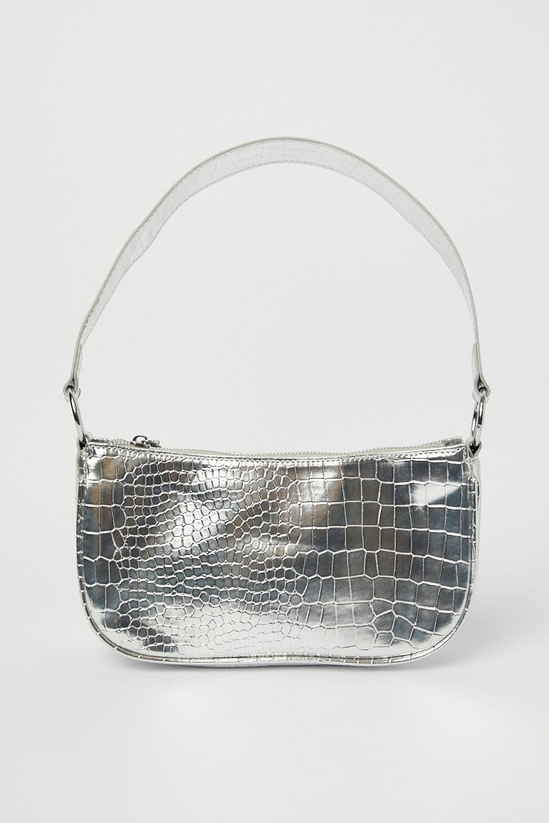 Grey Croc Shoulder Bag Hand Bag
