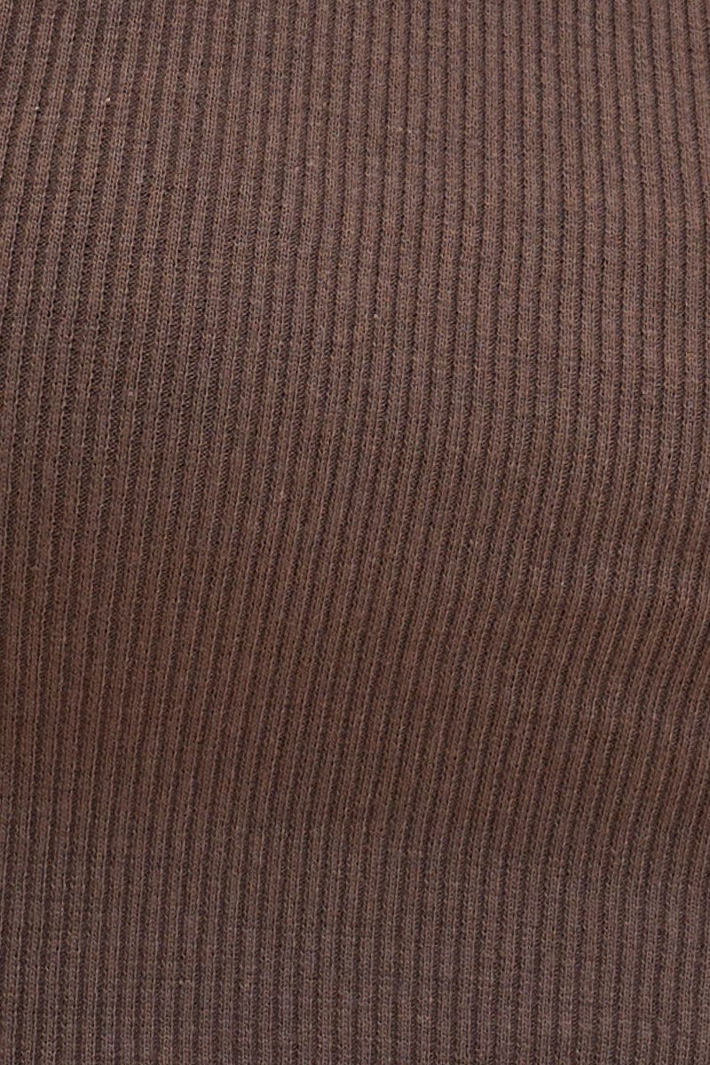 Grey Cropped Tank Cotton Blend Rib Racer Back