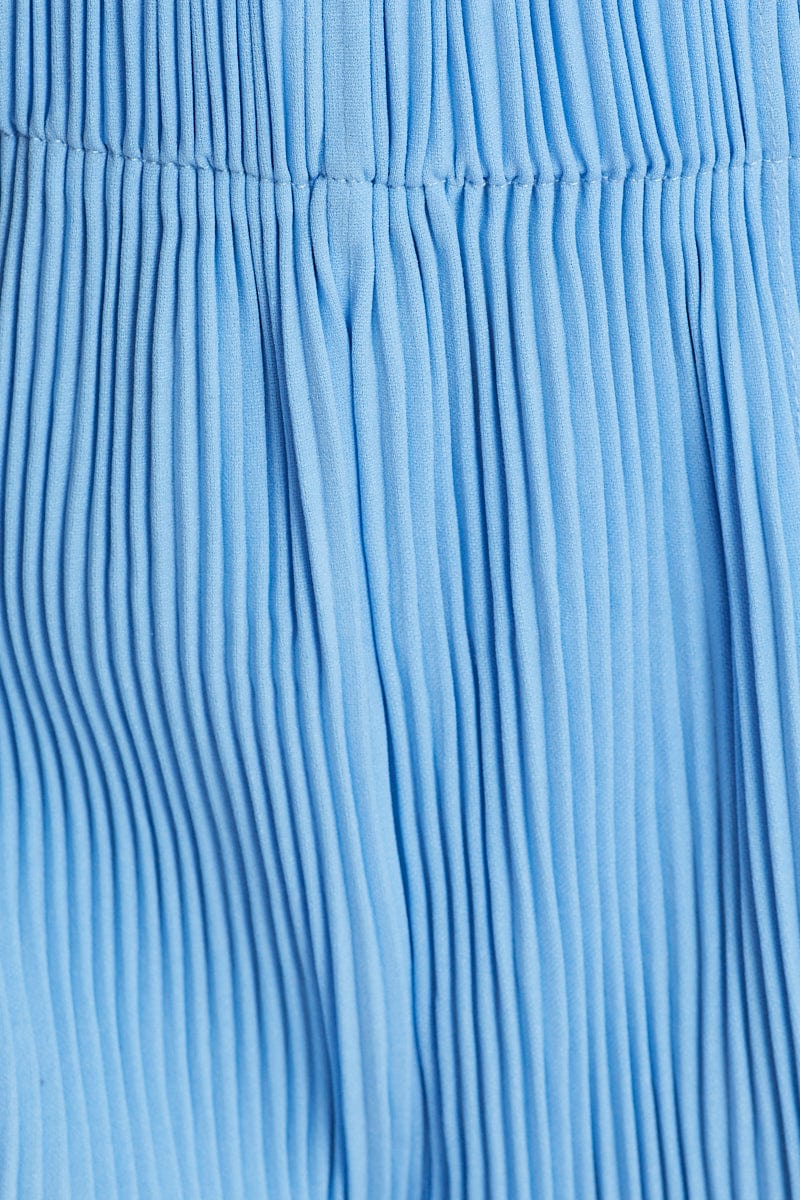 Blue Elastic Waist Track Short