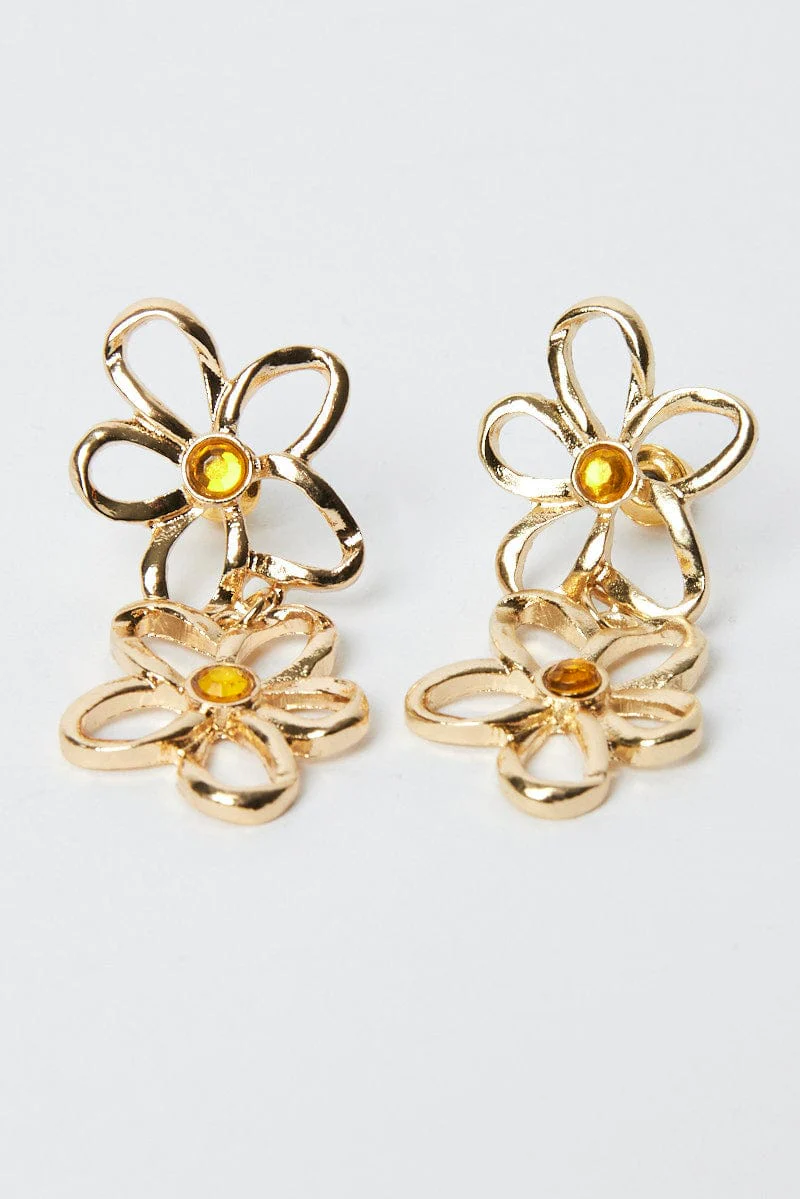 Gold Flower Earrings