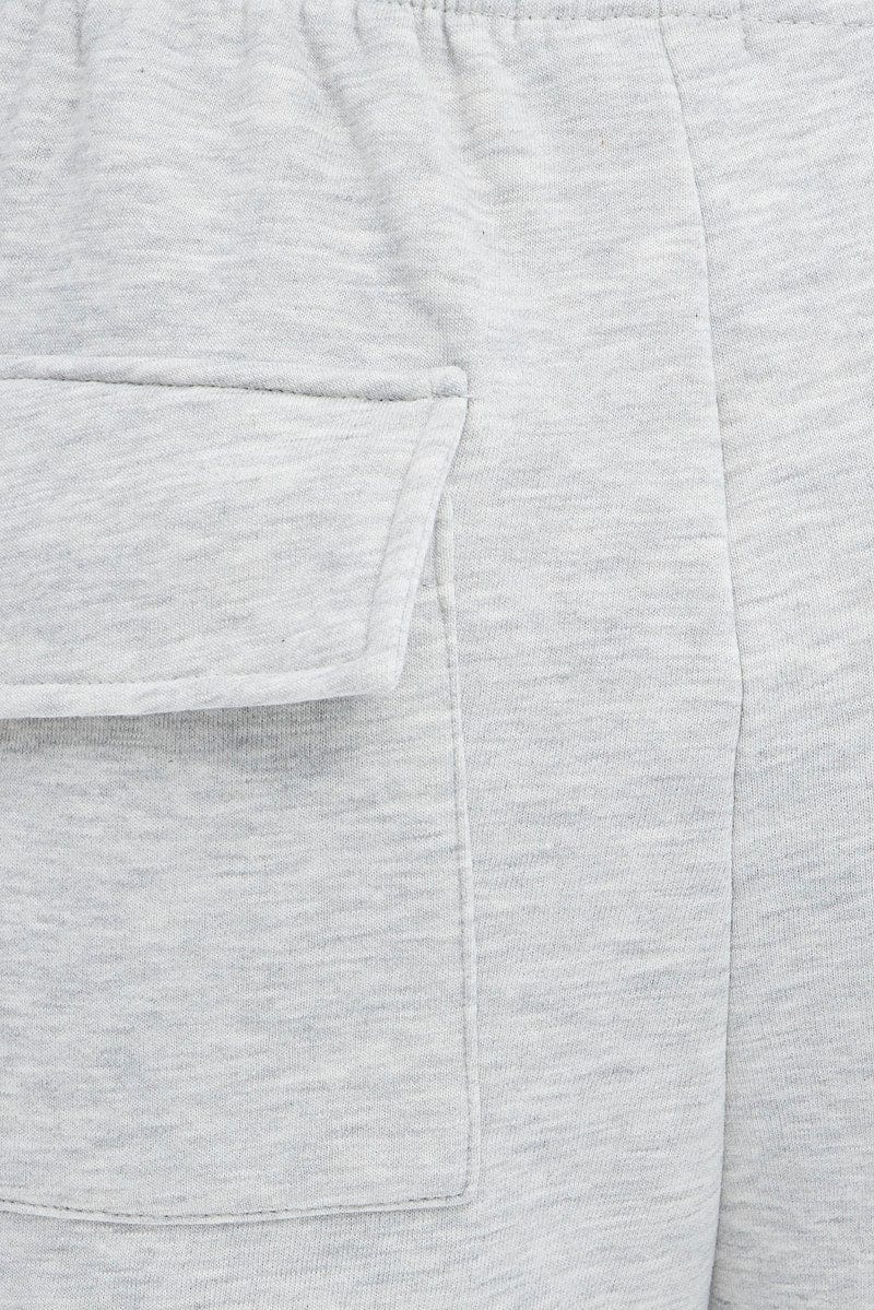 Grey Cargo Track Pants High Rise