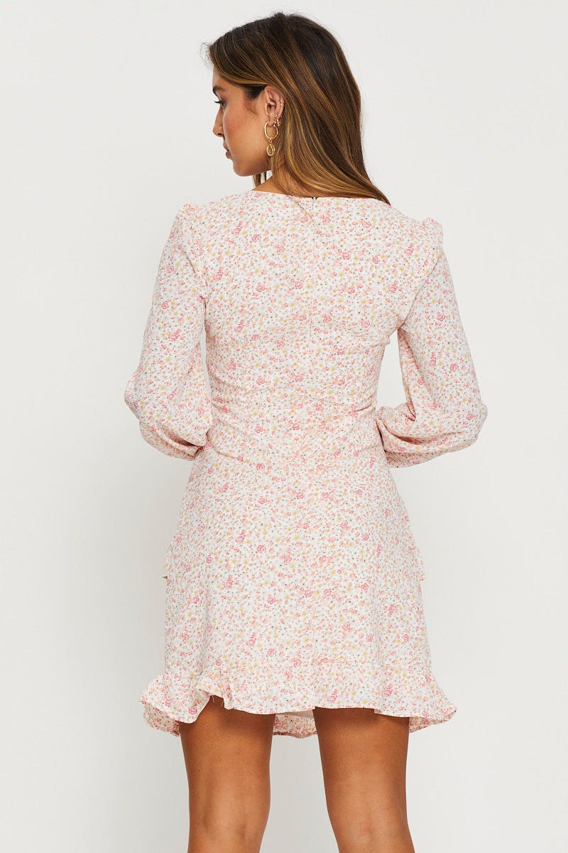 Print Mini Dress Long Sleeve