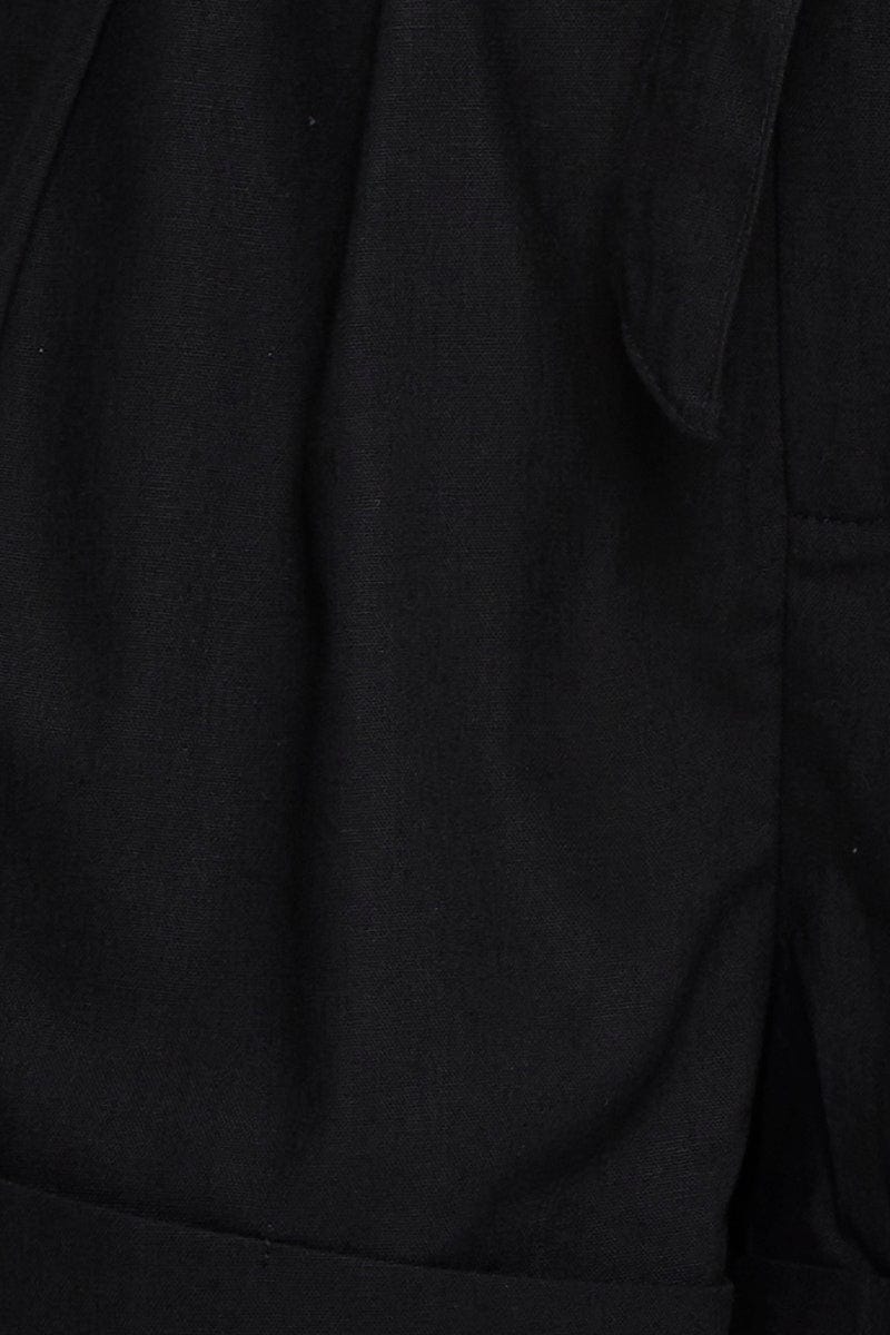 Black Paper Bag Shorts High Rise