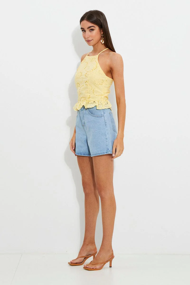 Blue Designer Denim Mom Short