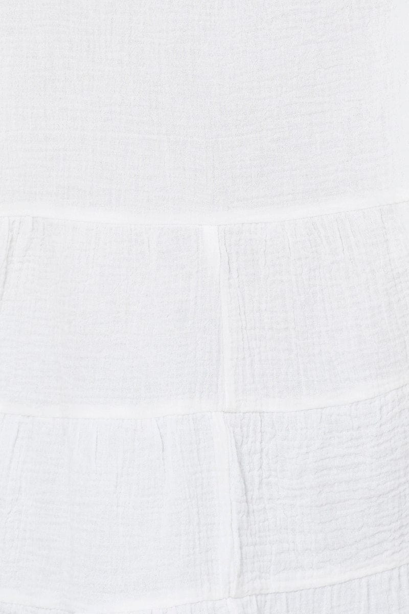 White Relaxed Top Short Sleeve Square Neck