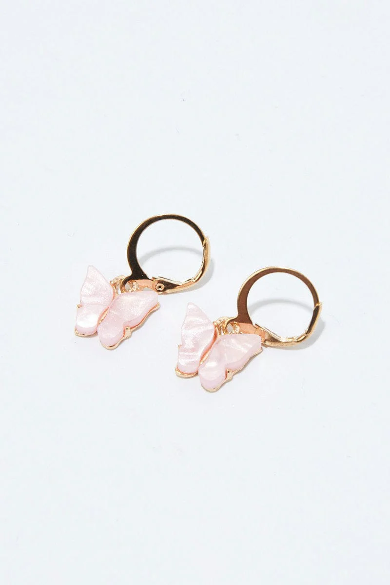 Pink Butterfly Earrings