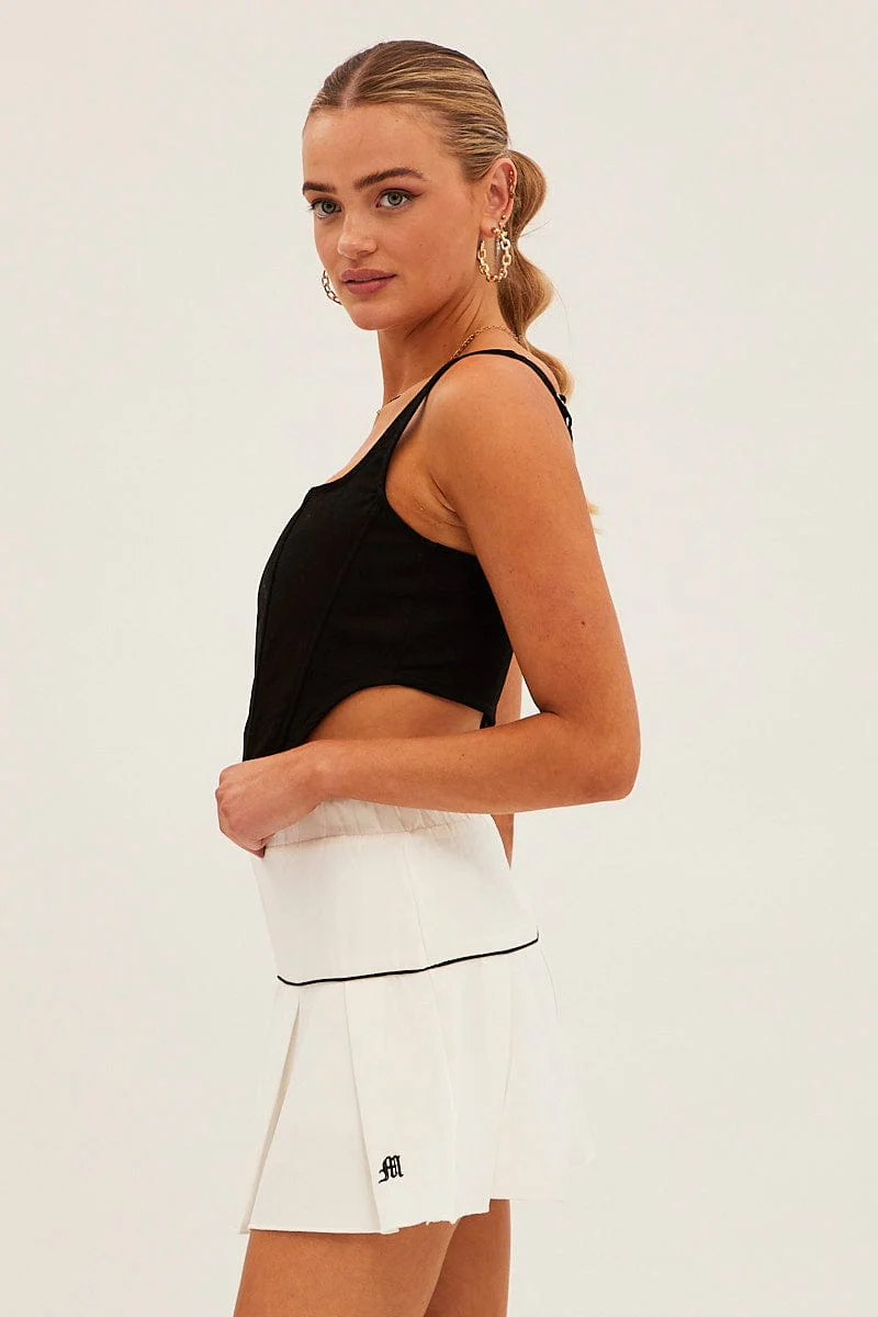 White Pleated Tennis Mini Skort