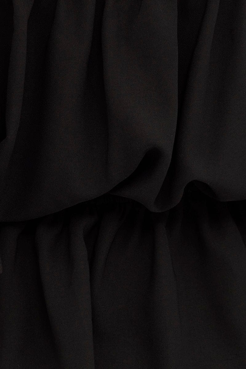 Black Top Short Sleeve Off Shoulder Longline Flutter