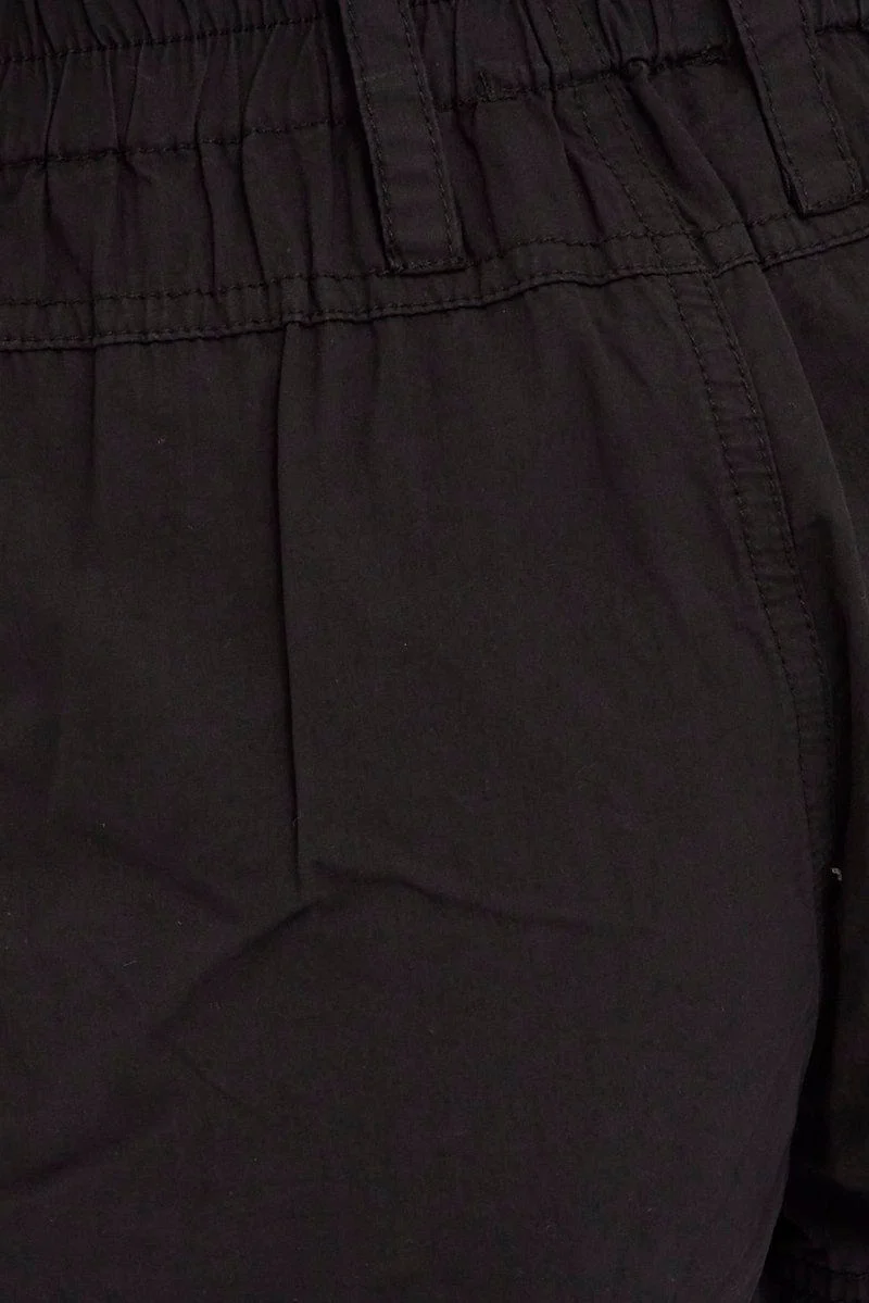 Black Cargo Shorts Low Rise