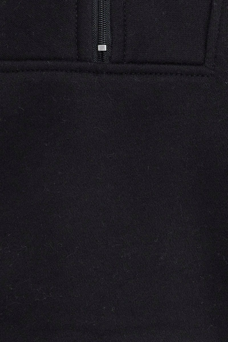 Black Sweater Crop Half Zip Long Sleeve