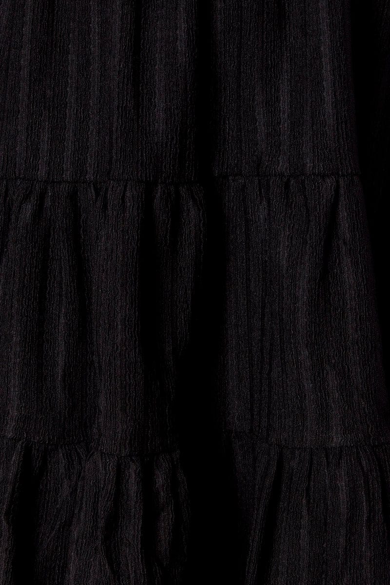 Black Fit And Flare Dress Puff Sleeve