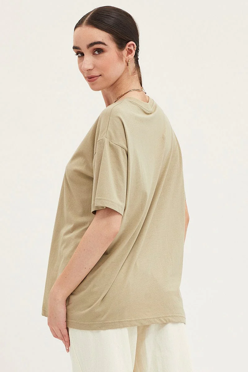 Green Oversized T Shirt Short Sleeve Crew Neck