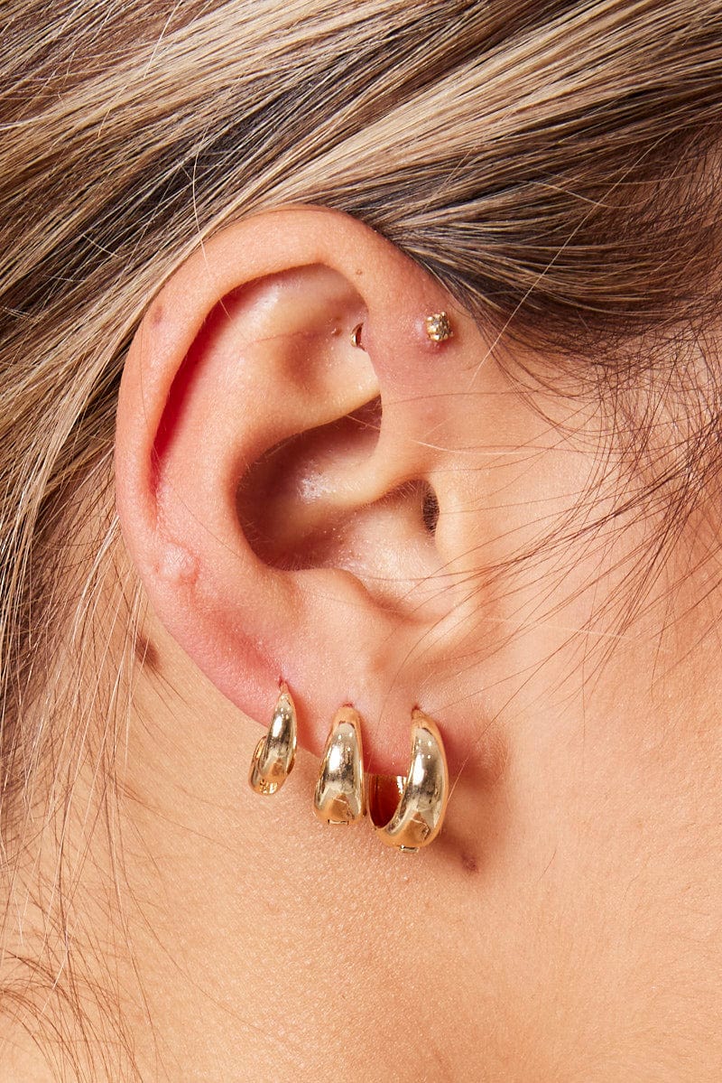 Gold 3 Pack Hoop Earrings
