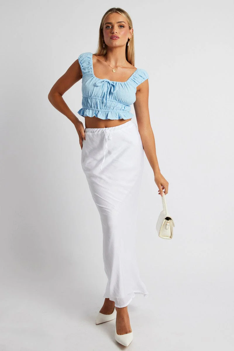 Blue Crop Top Short Sleeve