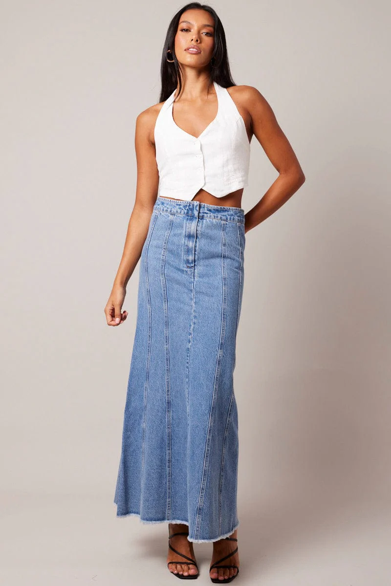 Blue Denim Skirt Maxi