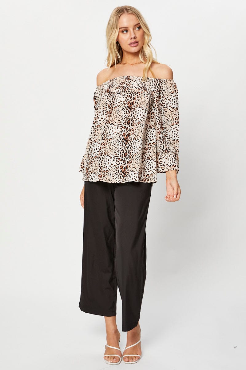 Print Ruffle Sleeve Top
