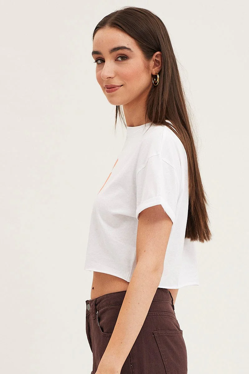 White Graphic T Shirt Short Sleeve