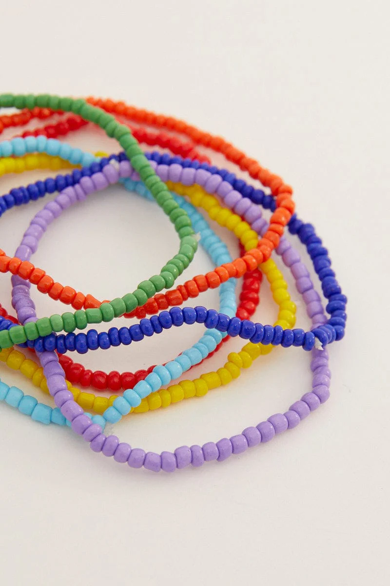 Multi 5 Pack Rainbow Beads Bracelet