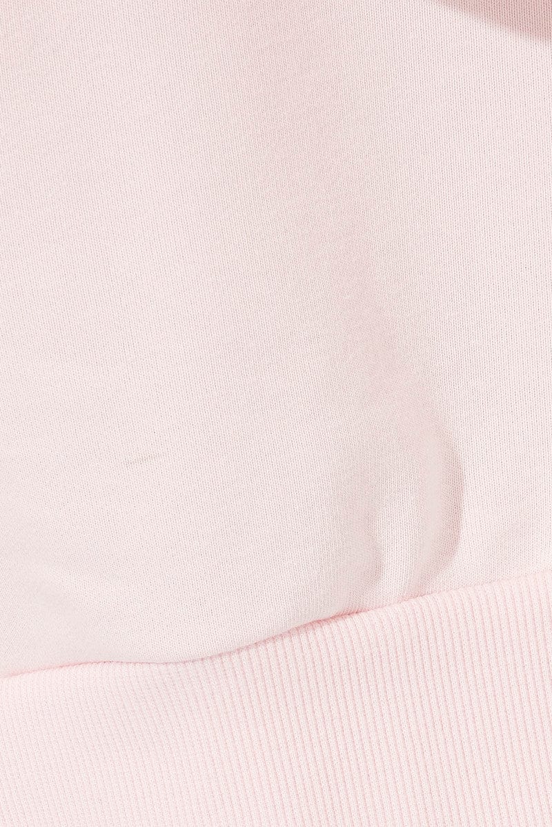 Pink Hoodie Zip Long Sleeve