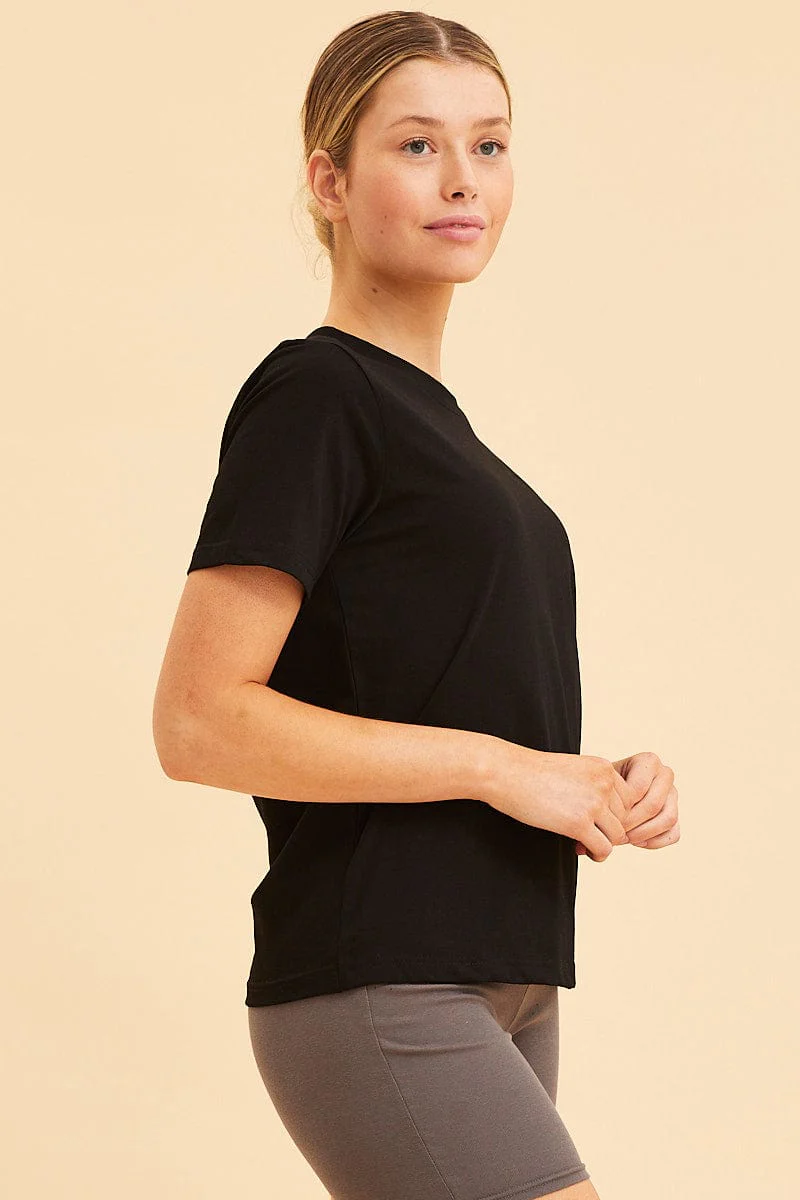 Black Relaxed T-Shirt Heavy Cotton Crew Neck