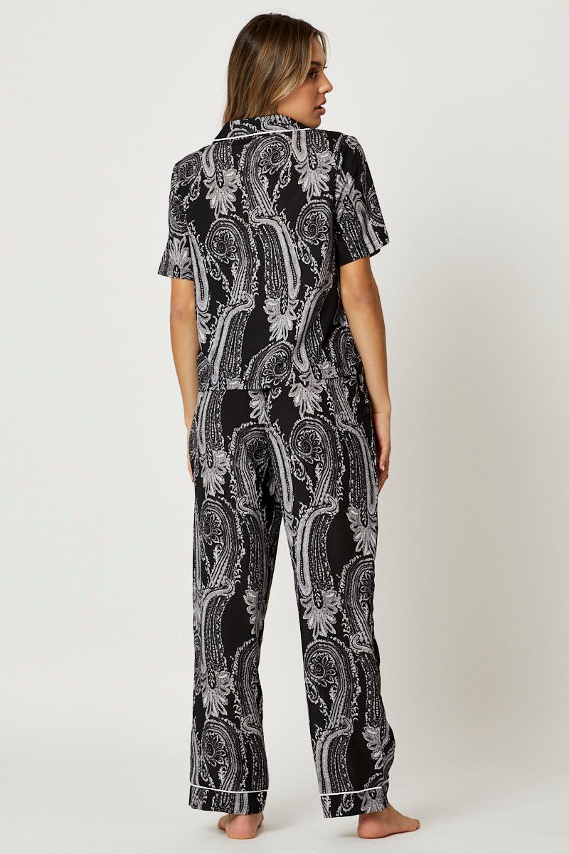 Print Bandana Button Through Pyjama Set