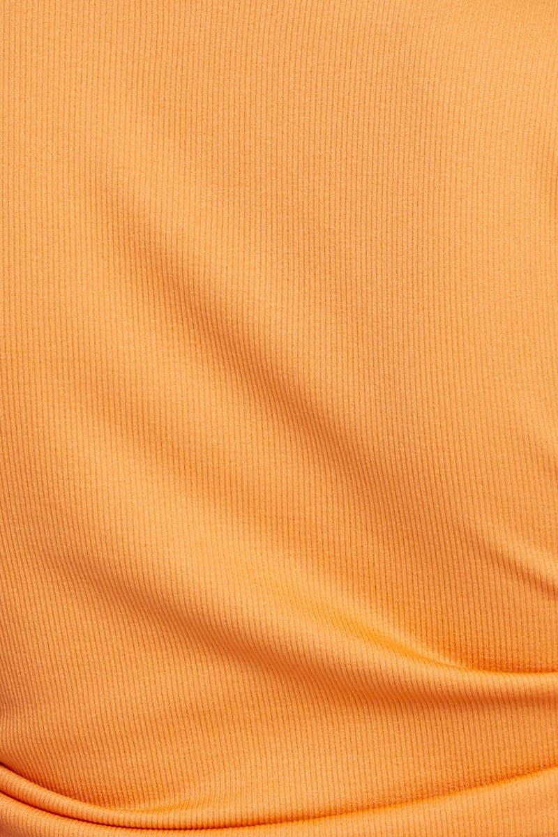 Orange T Shirt Short Sleeve Crop Crew Neck