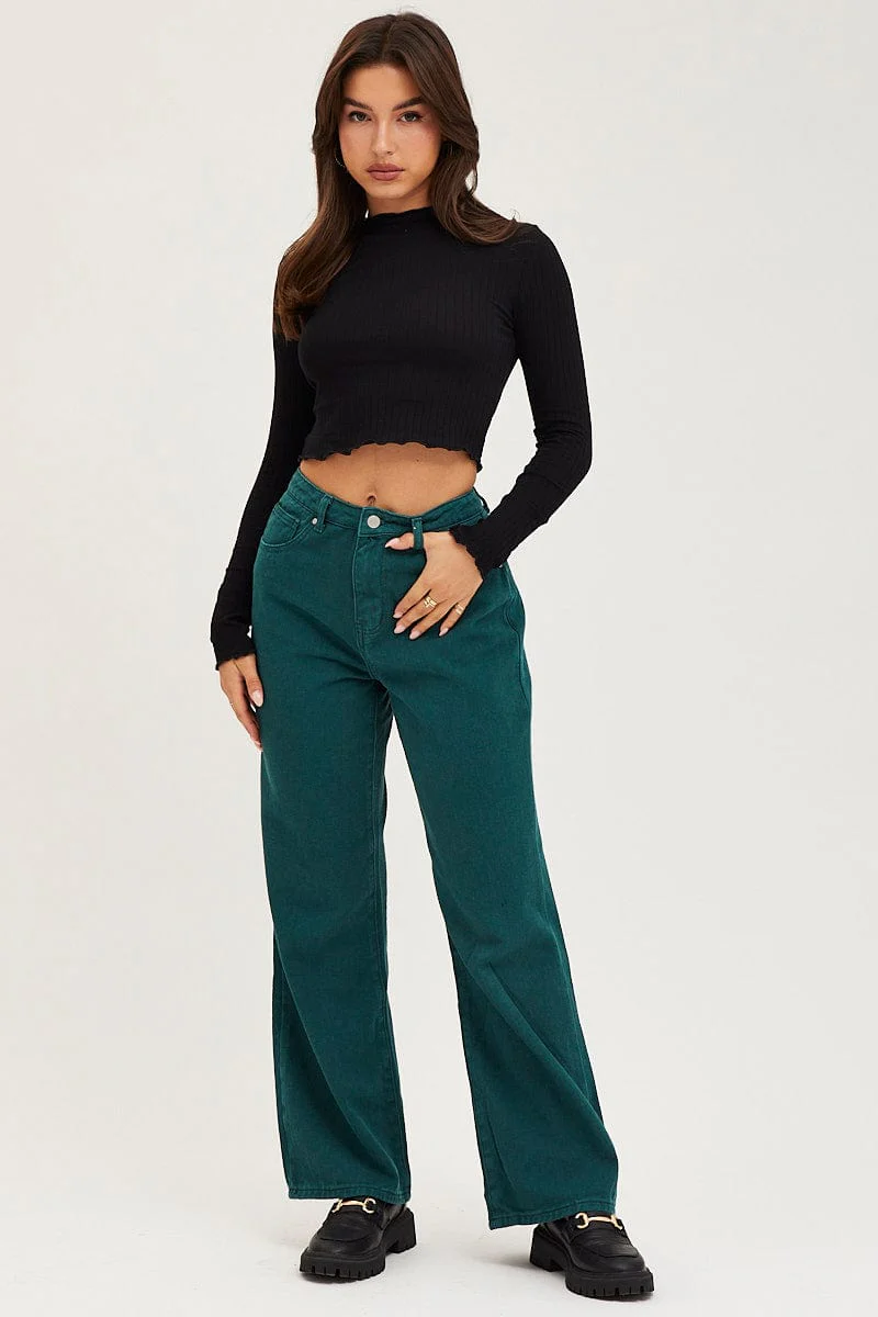 Black Crop Top Long Sleeve