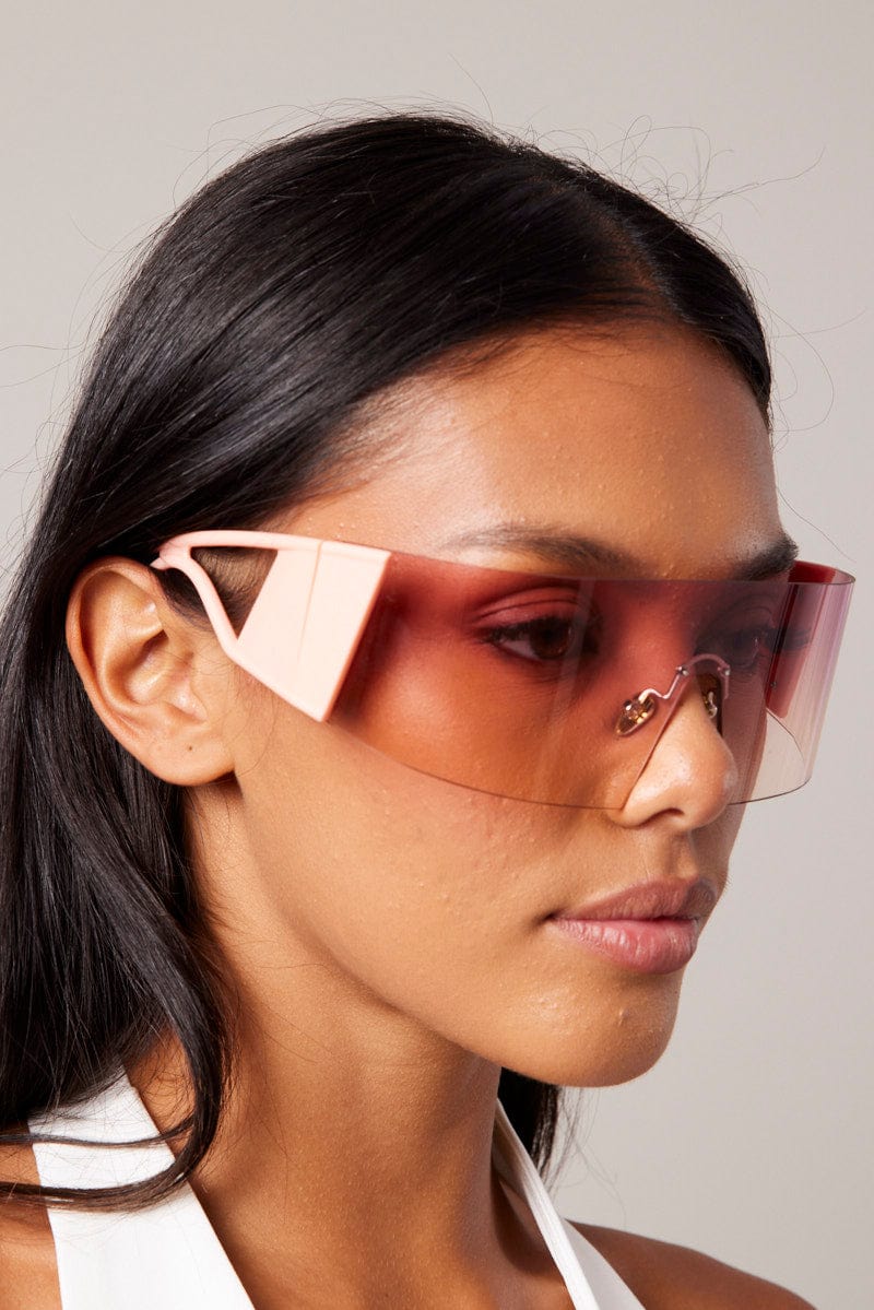 Pink Wrap Visor Sunglasses