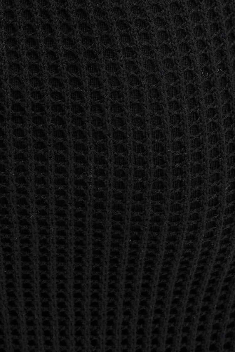 Black Knit Skirt Midi Crochet