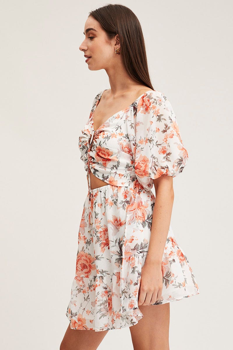 Print Mini Dress Short Sleeve