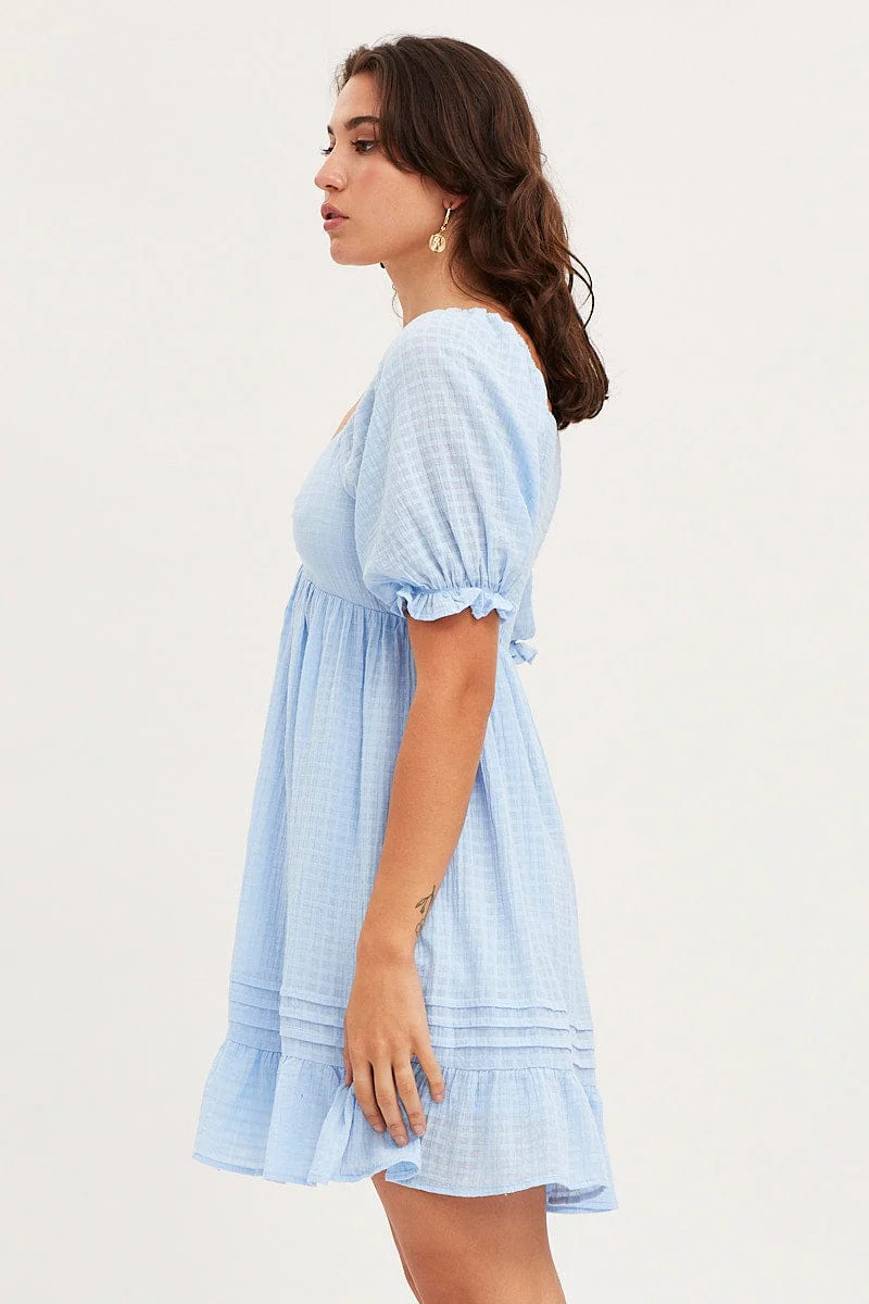 Blue Dress Short Sleeve Mini