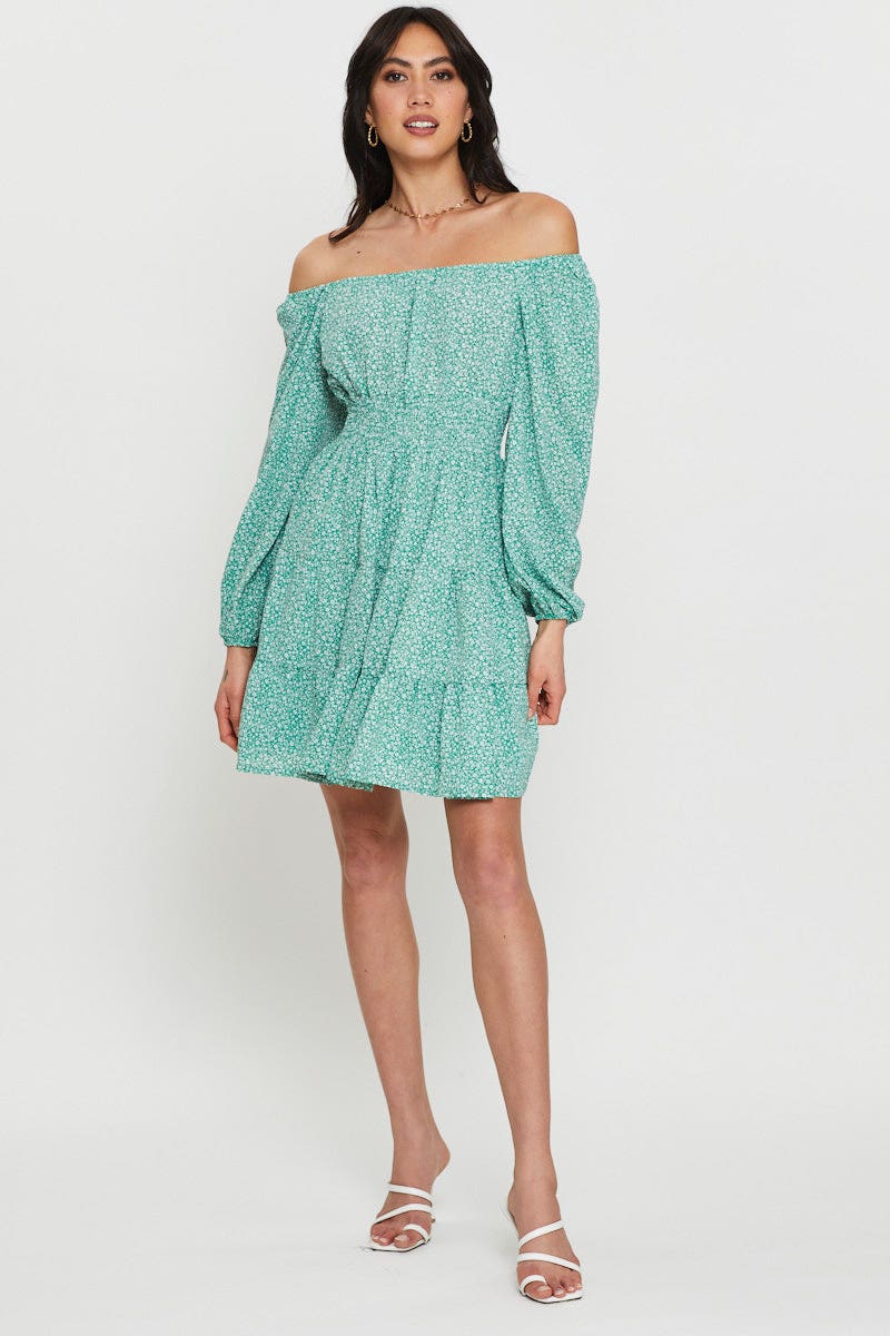 Print Mini Dress Long Sleeve