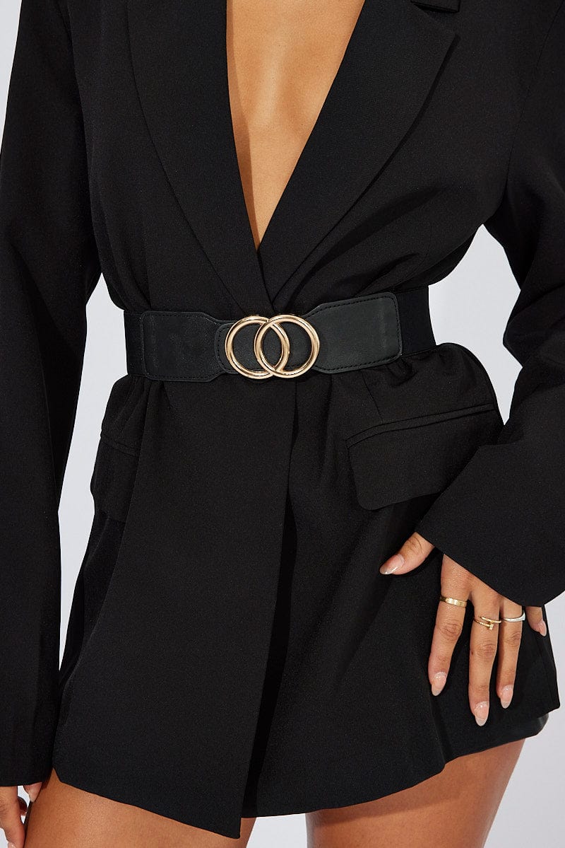 Black Double Circle Waist Belt
