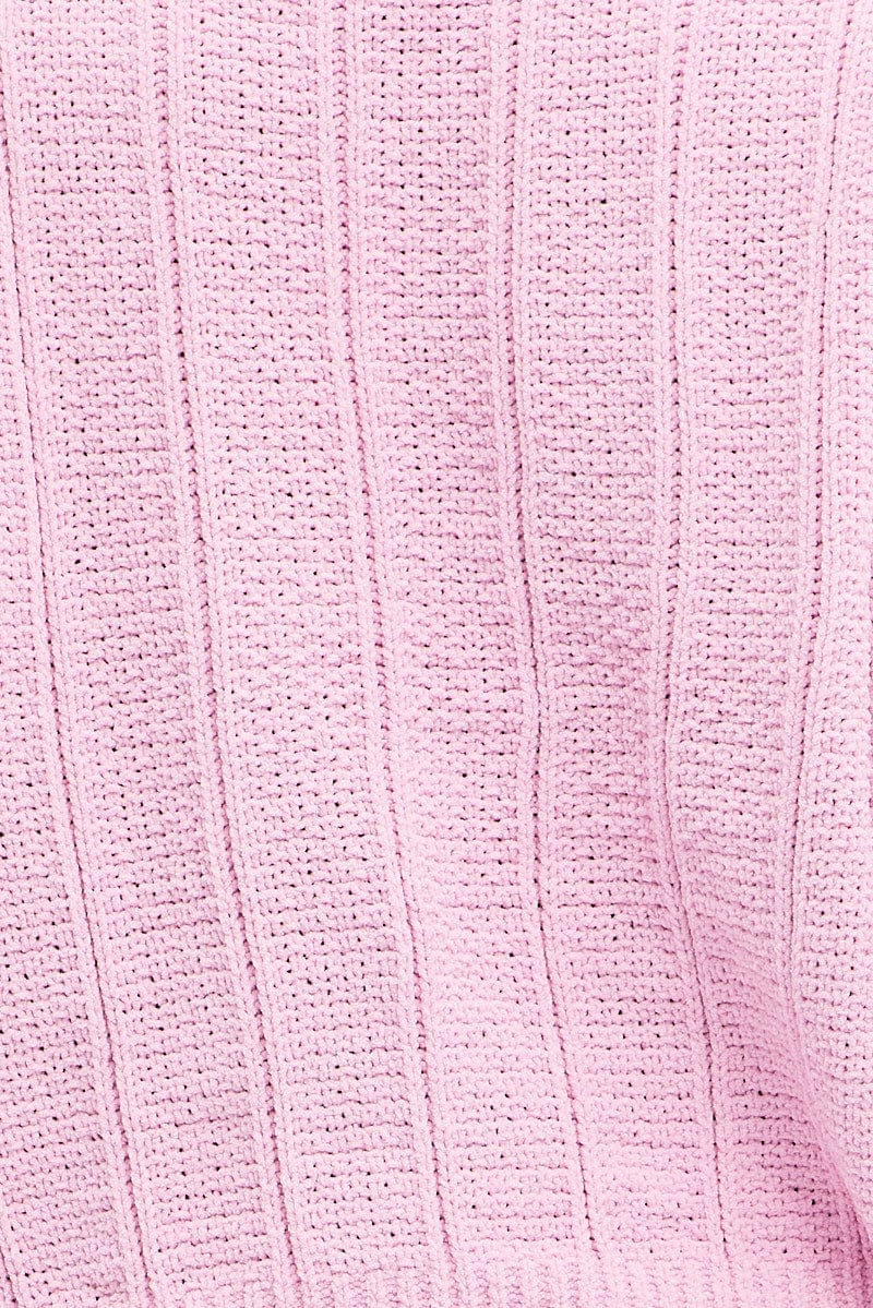 Pink Knit Top Long Sleeve Crop Turtleneck
