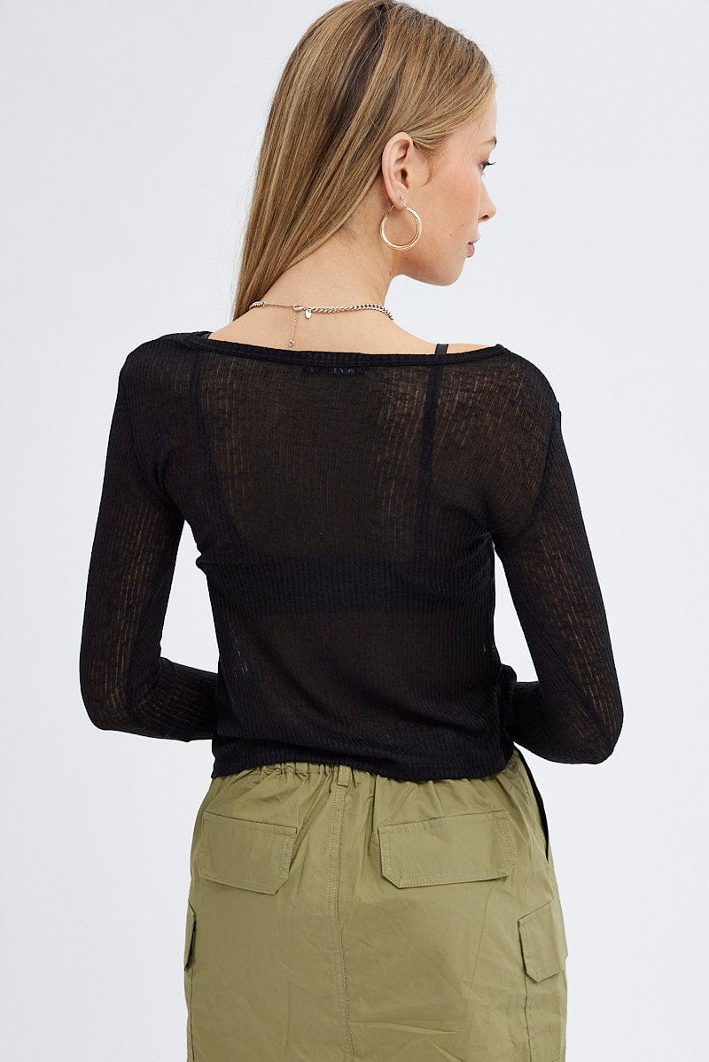 Black Top Round Neck Long Sleeve