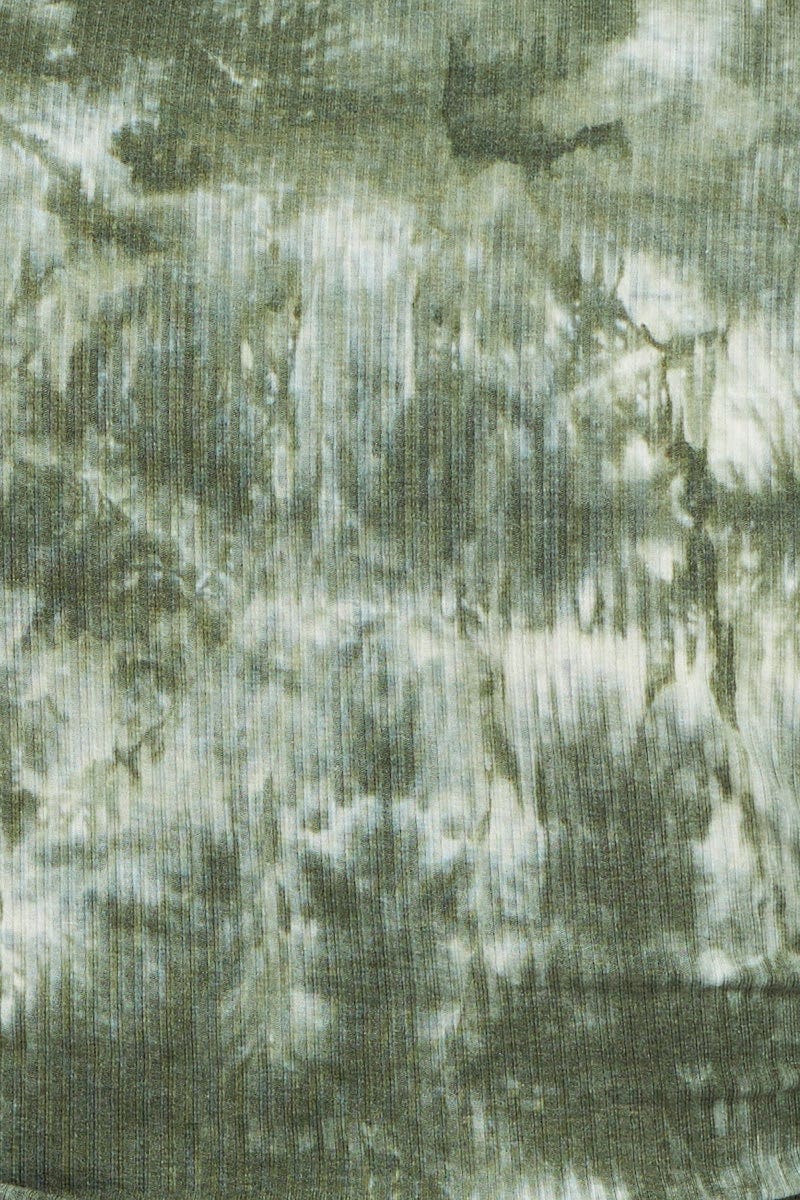 Green Tie Dye Drawstring Top