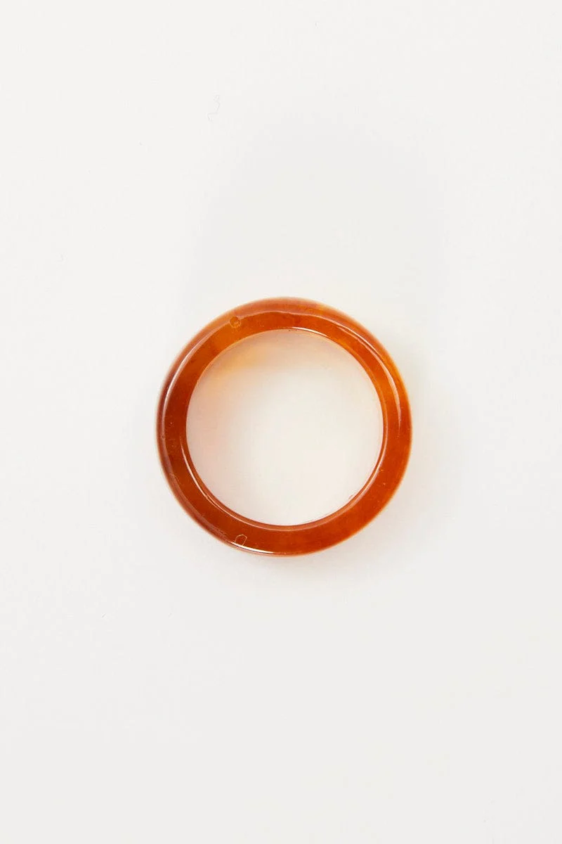 Brown Plastic Chunky Ring