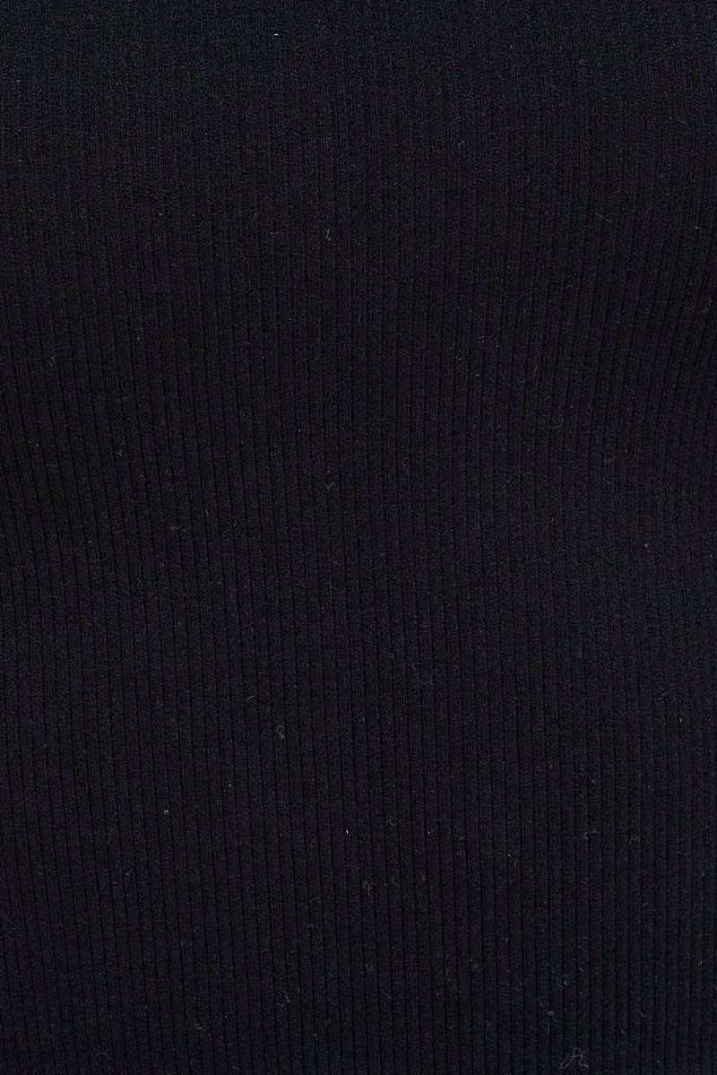 Black Singlet Top Round Neck Seamless