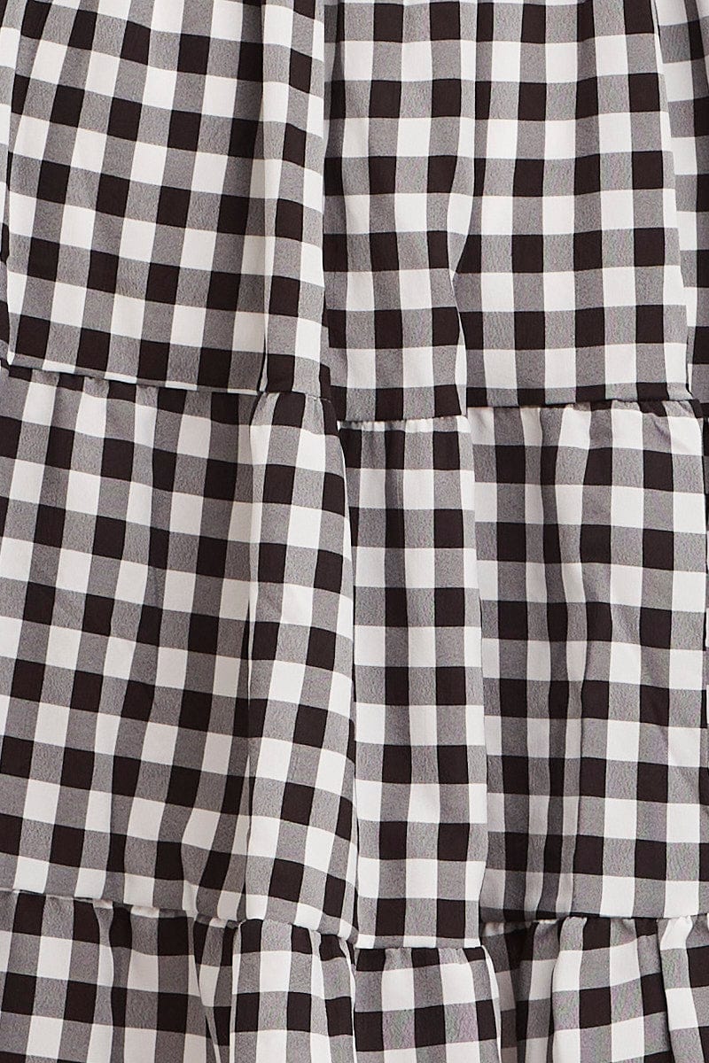 Check Midi Dress Short Sleeve Evening