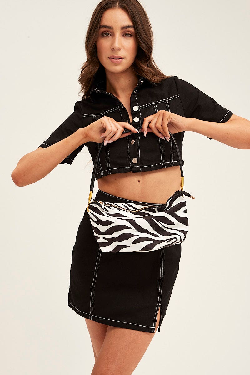 Black Print Shoulder Bag