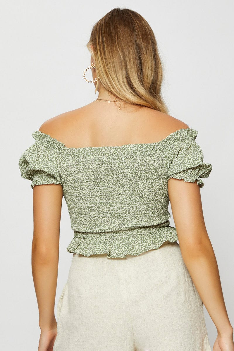 Geo Print Workwear Top Short Sleeve