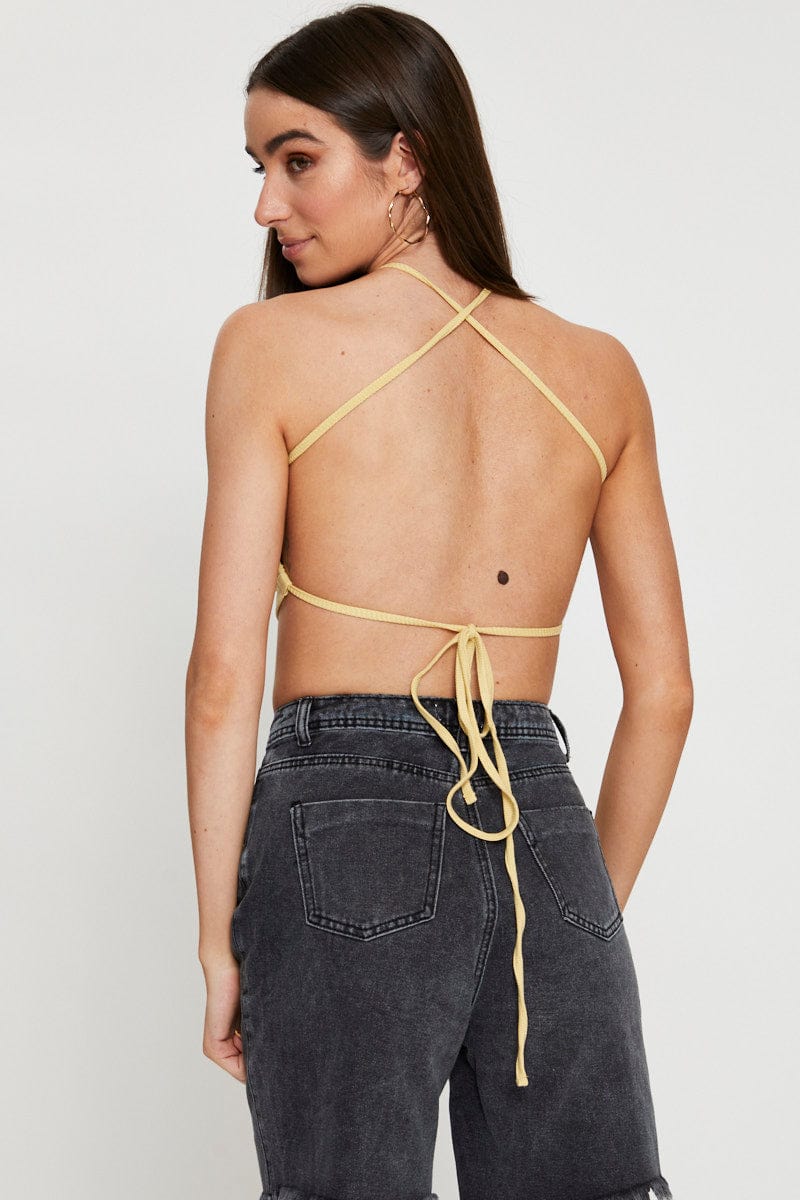 Yellow Halter Top Ribbed