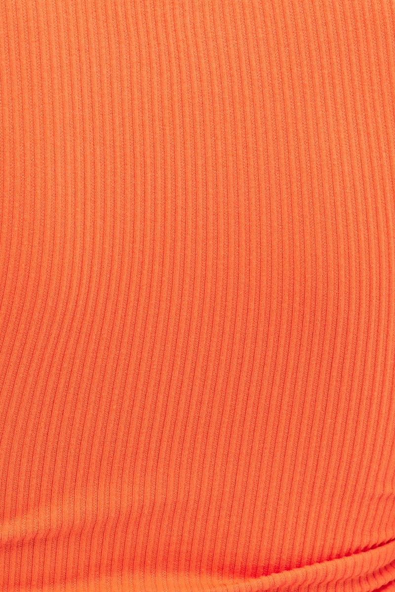 Orange Ruched Tank Top Crew Neck Seamless
