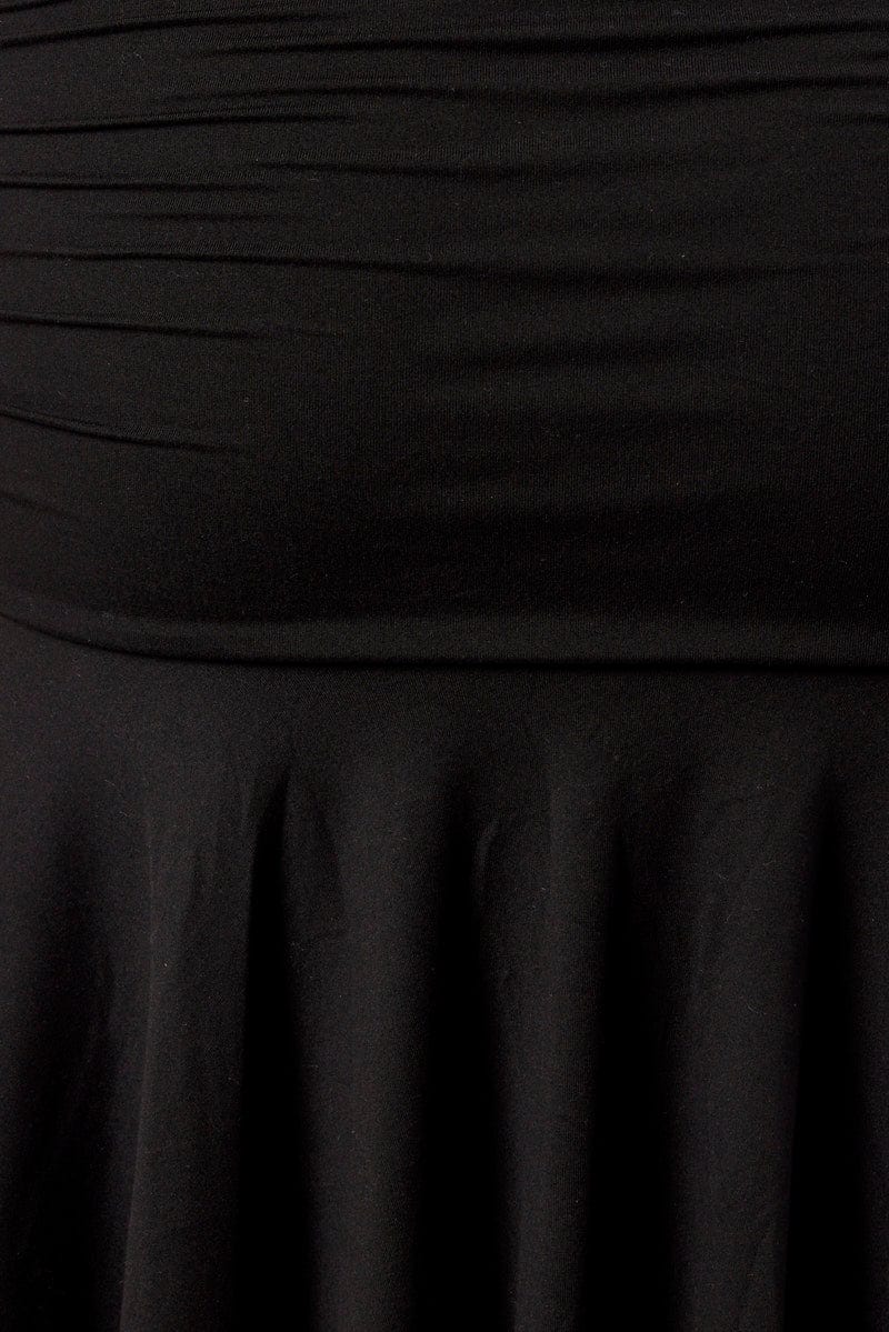 Black Handkerchief Midi Asymmetric Skirt