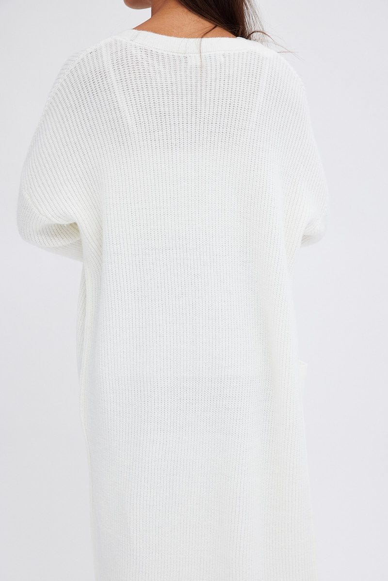 White Longline Cardigan